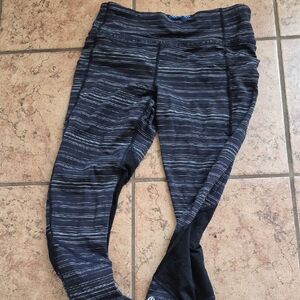 lululemon athletica Black with Gray Stripe Capris